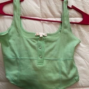 Green tank crop top